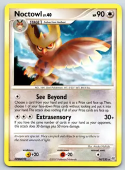 Noctowl - Diamond Pearl 34/130 Rare Atsuko Nishida Pokemon Card NM - Image 1