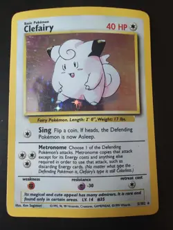 Pokemon Card Clefairy 5/102 Holo Rare Base Set Original 1999 WOTC - Image 1