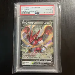 POKEMON SWORD & SHEILD DARKNESS ABLAZE SCIZOR V -118/189- PSA 10 GEM MINT - Image 1