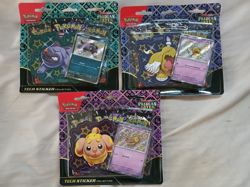 LOT OF 3 Pokemon TCG Paldean Fates Tech Sticker Collection Blister Pack Set NEW! - Image 1