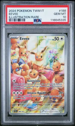 Pokemon PSA 10 Eevee #188 Crepuscolo Mascherato Illustration Rare 2024 Italiano - Image 2