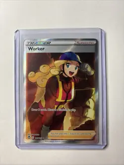Worker (195/195) Full Art Trainer Ultra Rare Pokemon TCG SWSH Silver Tempest - Image 1