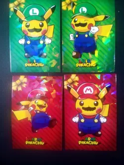 Pokemon 2024 Card Database Christmas Set Mario & Luigi Pikachu 4x Complete Set - Image 1