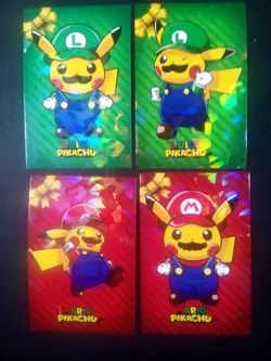 Pokemon 2024 Card Database Christmas Set Mario & Luigi Pikachu 4x Complete Set - Image 3