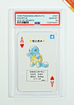 Pokemon PSA 10 Squirtle #007 Ace Of Hearts Green Card Poker 1996 Japanese - Image 1