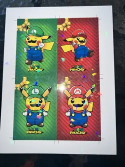 Rare Pokemon 2024 Card Database Christmas Set Mario, Luigi, Pikachu Cracked Ice - Image 1