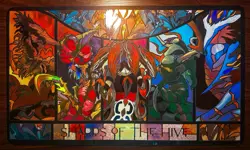 Shards Of The Hive, a Hand-pressed Foil Slivers Playmat by XVIICE - Image 1