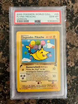 2000 Pokemon World Collection Flying Pikachu German Promo #25 PSA 10 Gem Mint - Image 1