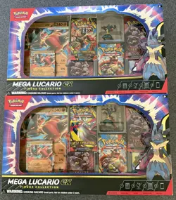 Pokemon TCG Mega Lucario EX Premium Figure Collection lot of 2 Sealed IN HAND! - Image 1