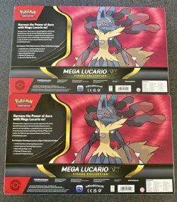 Pokemon TCG Mega Lucario EX Premium Figure Collection lot of 2 Sealed IN HAND! - Image 2