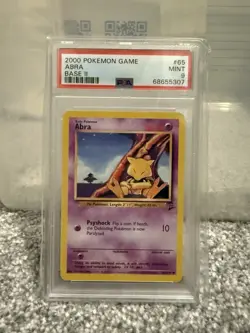 Pokemon WOTC TCG 2000 Base Set 2 Abra 65/130 MINT PSA 9 - Image 1