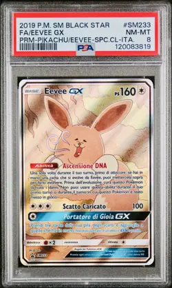 POKEMON PSA 8 EEVEE GX FULL ART SM233 PROMO PRM-PIKACHU/EEVEE SPC.CL ITALIANO - Image 1