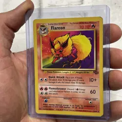 Pokemon Jungle Flareon Unlimited Card 19/64 Rare Non-Holo, Vintage LP WOTC Vtg - Image 2