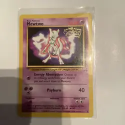 Mewtwo #3 Pokemon The First Movie WOTC Black Star Promo Vintage Card NEAR MINT - Image 1