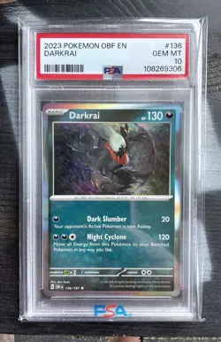 Pokemon Card PSA 10 GEM MT - DARKRAI (Holo) 135/197 - 2023 OBF Obsidian Flames - Image 1