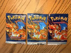 Pokemon Base Art 3 Different Opened Charizard Packs w/cards - 1 Pack Shadowless - Image 1