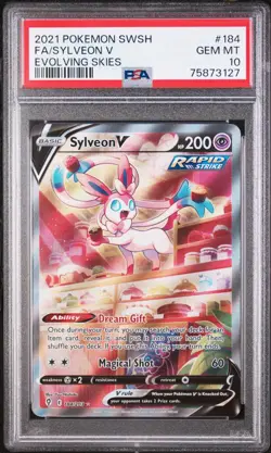 SYLVEON V 2021 POKEMON SWSH EVOLVING SKIES #184 FULL ART PSA GEM MT 10 - Image 1