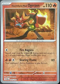 Hearthflame Mask Ogerpon 044/182 Sv10: Destined Rivals Reverse Holo Pokemon Card - Image 1
