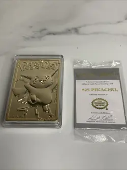Pokemon Pikachu 23k Gold Plated Trading Card 1999 Nintendo #25 with Certificate - Image 1