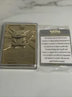 Pokemon Pikachu 23k Gold Plated Trading Card 1999 Nintendo #25 with Certificate - Image 4