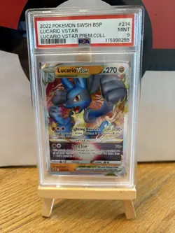 2022 Pokemon Black Star Promo Lucario VSTAR SWSH214 PSA 9 Mint - Image 2