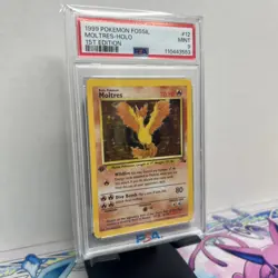 1999 POKEMON FOSSIL 1ST ED #12 MOLTRES-HOLO PSA 9 - Image 2