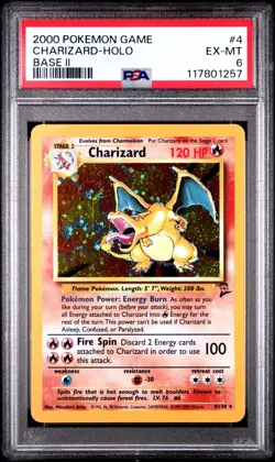 2000 POKEMON BASE SET 2 #4 CHARIZARD-HOLO PSA 6 - Image 1