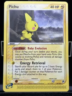 Pichu 20/100 - Rare EX Sandstorm Pokemon TCG - Regular Unlimited Rare - 2003 NM - Image 3