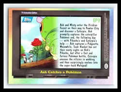 💥 Topps Blue Logo Pokemon TV Animation Series 2 EP3 Ash Catches a Pokemon Holo - Image 2