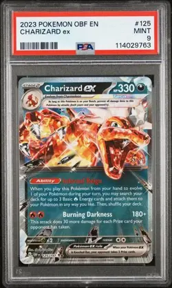 2023 Pokemon OBF EN Charizard ex #125 Extended Art Double Rare PSA 9 MINT - Image 1