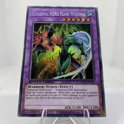 Yugioh Elemental HERO Flame Wingman SGX1-ENA21 1. Edition Secret Rare Near Mint - Image 3
