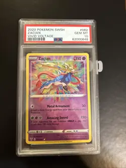 2020 Pokemon SWSH Vivid Voltage Zacian Card #082/185 PSA 10 - Image 1