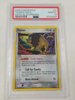 POKEMON EX CRYSTAL GUARDIANS TAUROS #12 HOLO FOIL CARD PSA 10 GEM MINT - Image 1