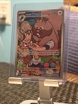Pokemon TCG Arven's Greedent Holo Card 205/182 Sv10: Destined Rivals NM - Image 1