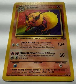 1999 Pokemon TCG Flareon Base Set 19/64 Jungle Rare Non-Holo Card - Image 3