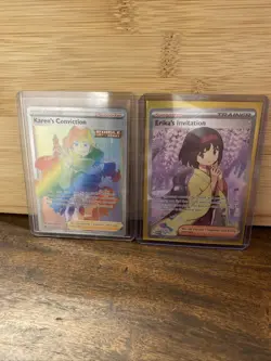 Pokemon TCG Full Art Trainer Cards (2) Karen’s Conviction And Erika’s Invitation - Image 1
