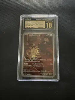 Pristine 10 Pokemon Card Japanese Team Rocket's Meowth Art Rare 109/098 AR SV10 - Image 1