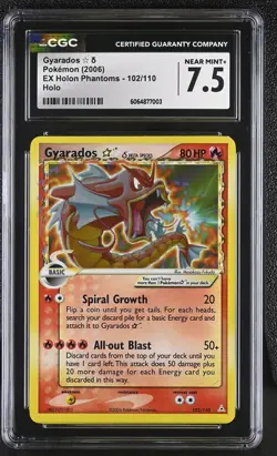 CGC 7.5 Gyarados Gold Star 2006 EX Holon Phantoms 102/110 Holo Pokemon Card - Image 1