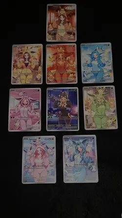 Custom Made Onsie Evvee Pokemon Cards TCG Ultra Rare Full Art. Set Of 9 - Image 2