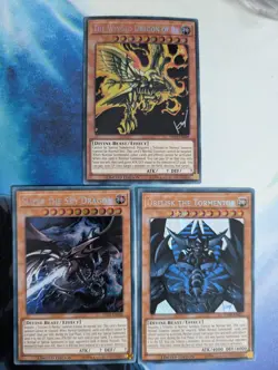 YuGiOh! TN19 Egyptian God Card Set Obelisk Ra Slifer Secret Rare NM - Image 1