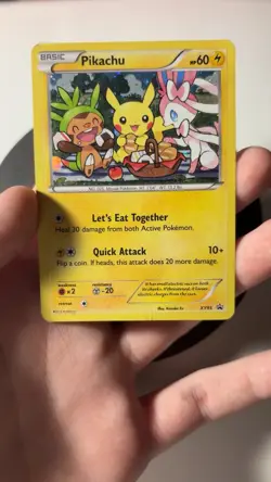 Pokemon TCG XY95 Pikachu Promo Card Black Star Rare Holo clear wear and use - Image 2