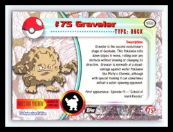 💥 Graveler 1999 Topps Pokemon TV Non Holo Animation Series Black Logo # 75 - Image 2