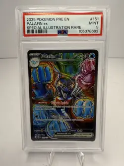 2025 POKEMON EN-PRISMATIC EVOLUTIONS #151 PALAFIN EX SPECIAL ILLUSTRATION PSA 9 - Image 1