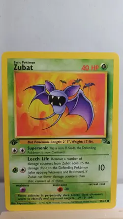 Zubat 1st Edition [LP] - Pokemon TCG Fossil 57/62 [Common] - Image 1