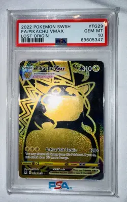 2022 POKEMON SWORD & SHIELD LOST ORIGIN #TG29 FULL ART/PIKACHU VMAX PSA 10 - Image 1