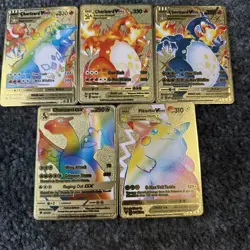 Pokemon Charizard pikachu Metal 5 Cards - Image 1