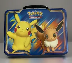 Vintage Pokemon 2018 Pikachu Eevee Small Tin Lunch Box Only (NO CARDS) - Image 1