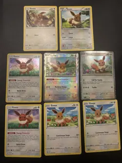Eevee Pokemon TCG Lot of 8 Cards (Prismatic Masterball) - Image 1