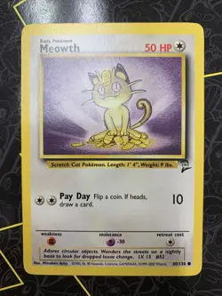 Meowth - 80/130 Base Set 2 Common Pokemon Card Free Shipping D12 - Image 1