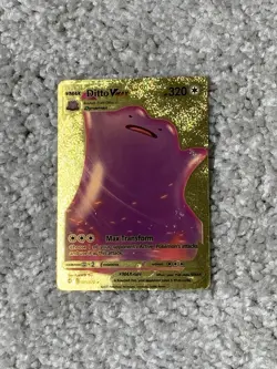 Pokemon Unique Ditto VMax HP320 Hi-Gloss Gold Foil Fan Art Card LP - Image 1